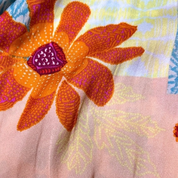 FREE PEOPLE Tropical Floral Surplice Sleeveless Top w Adjustable Shoulder Ties - Picture 4 of 11